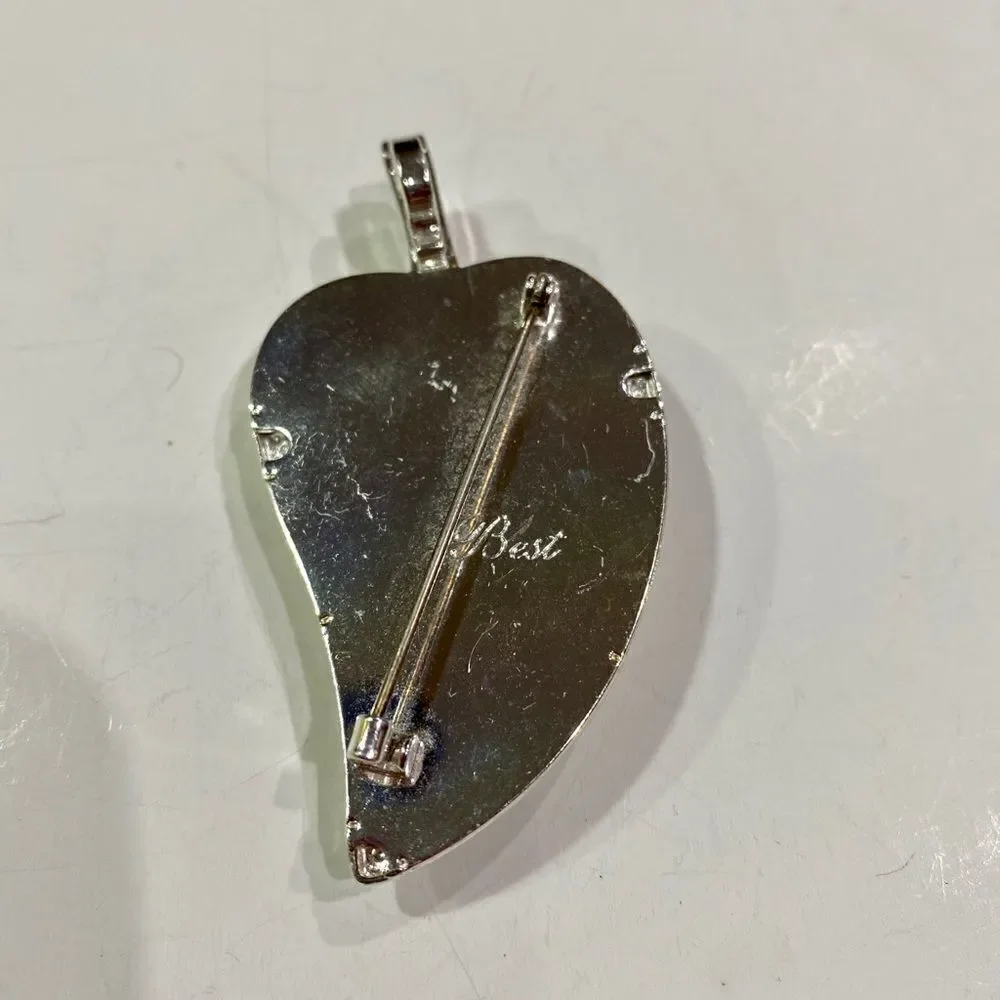 Vintage Leaf Pendant Brooch Signed Best